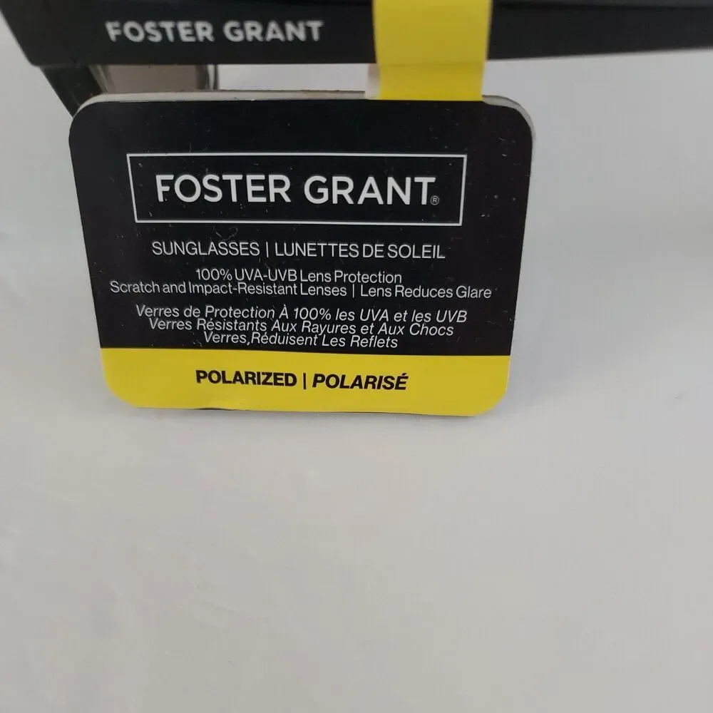 Foster Grant Polarized Sunglasses - Black Square Frames - Blue Lens - NEW